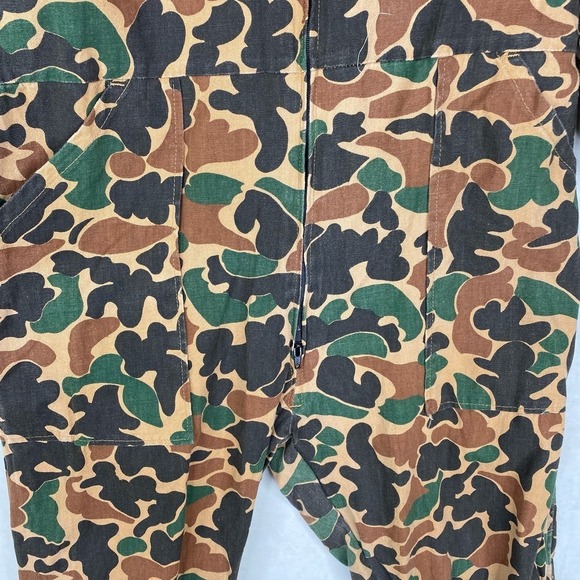 Vintage 80s Game Winner Duck Camo Full Body Jumpsuit Front Zip Men's Size Large - Picture 3 of 10